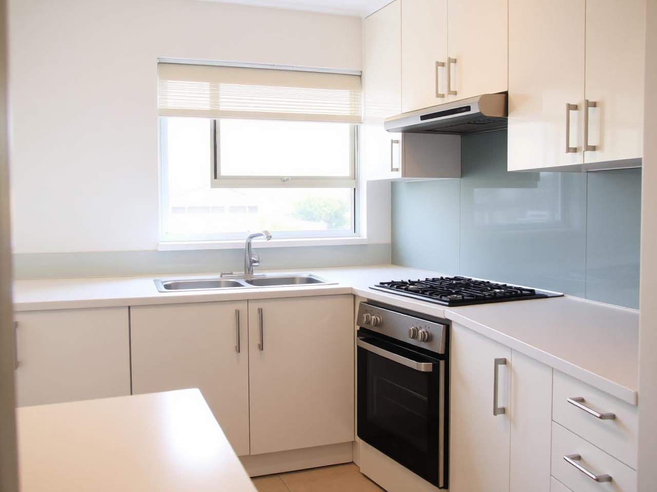 Spotless kitchen benchtop and oven after a Brisbane bond clean